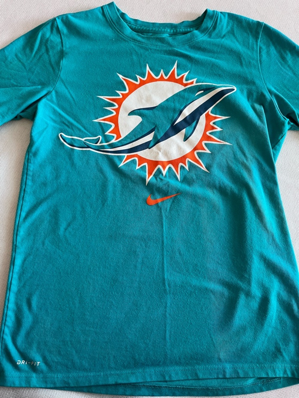 Kids Nike Teal Miami Dolphins Logo Tee with Orange Accent